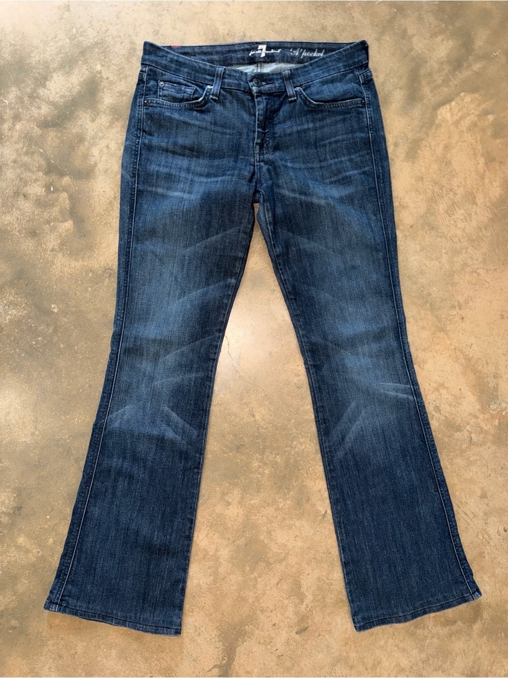 7 For All Mankind A Pocket Low Rise Flare Jeans Dark Wash 29